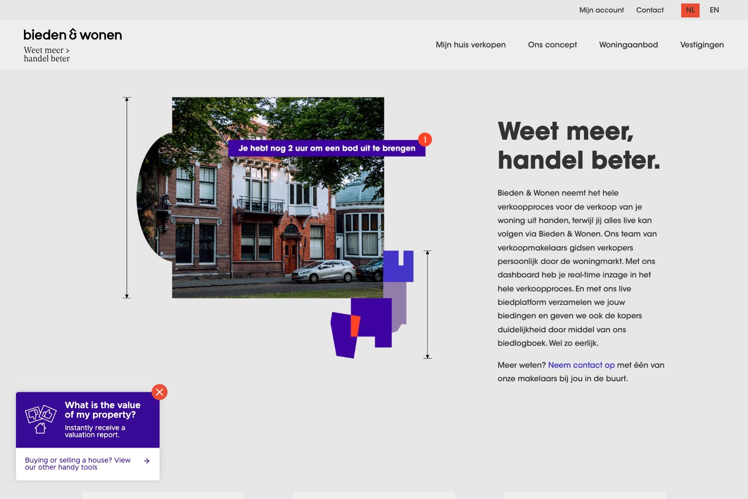 Website screenshot https://biedenenwonen.nl