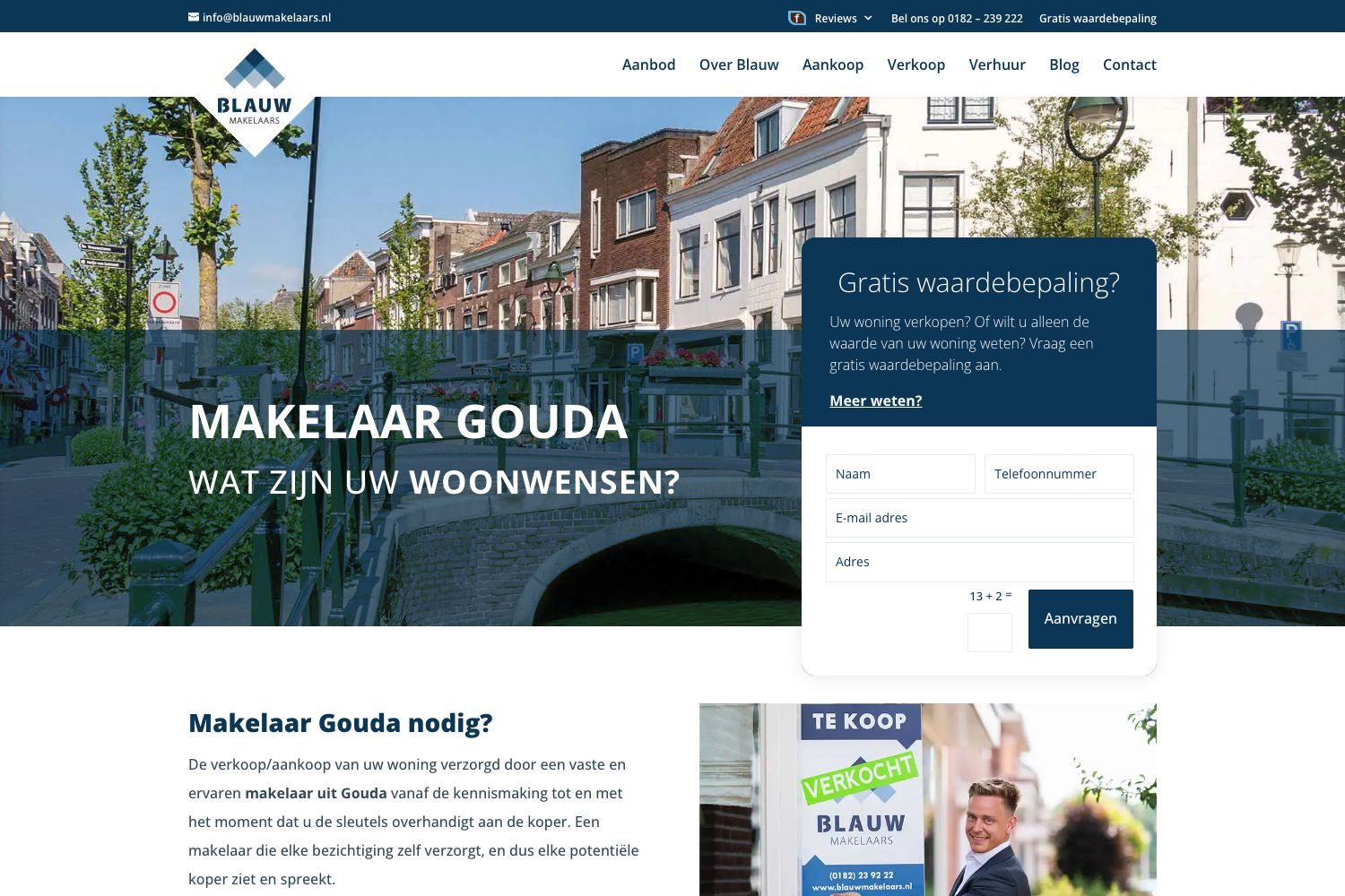 Website screenshot https://blauwmakelaars.nl