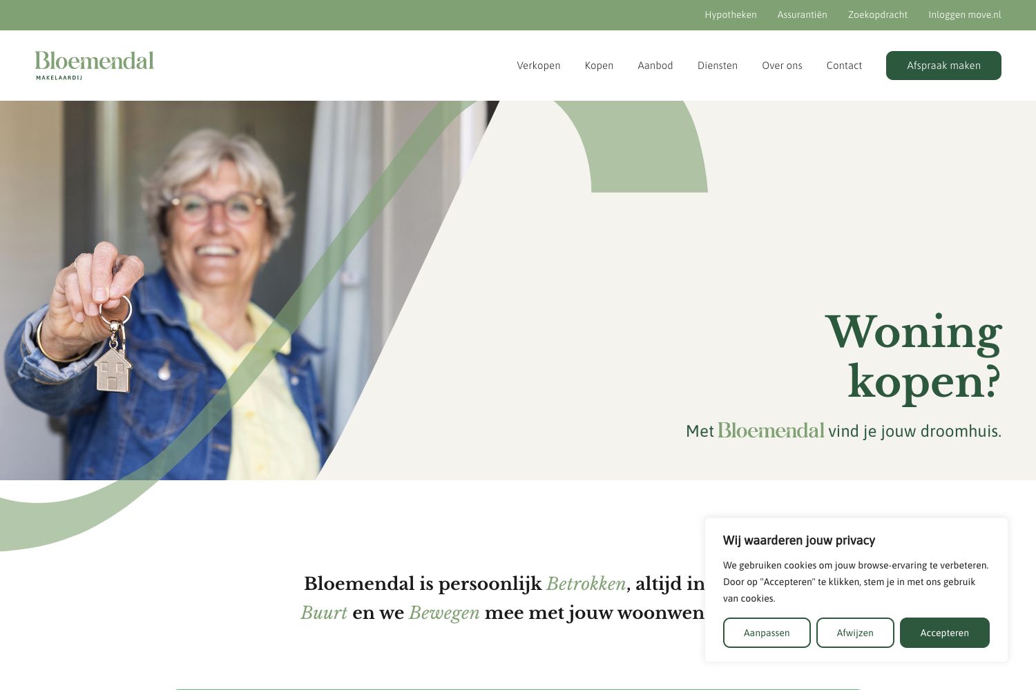 Website screenshot https://bloemendalmakelaardij.nl