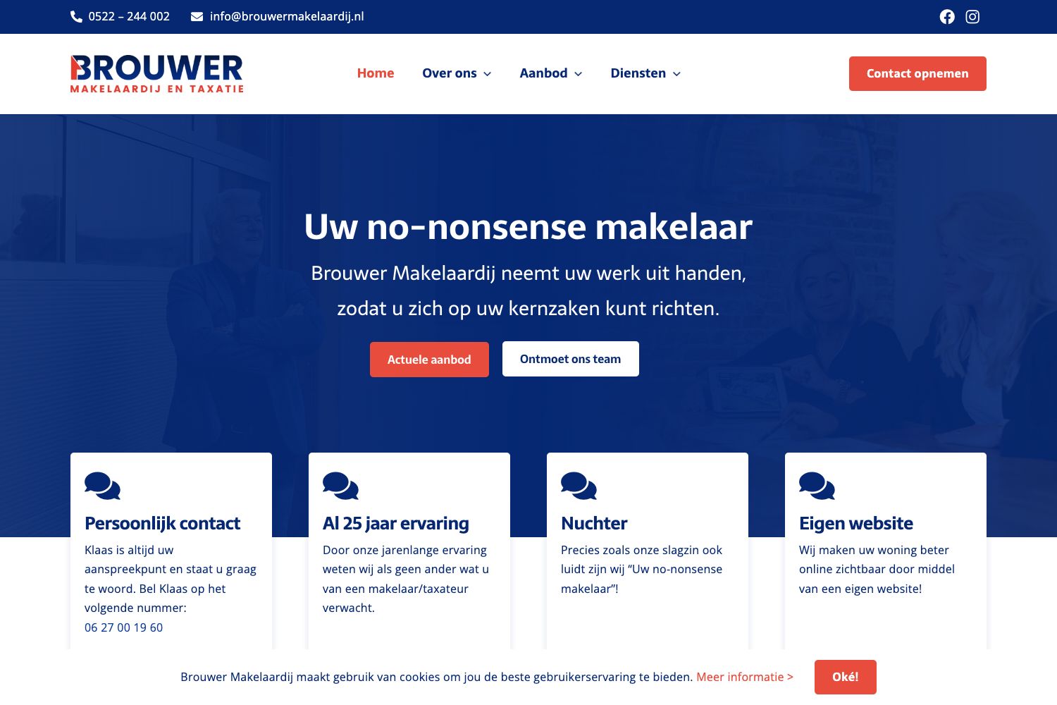 Website screenshot https://brouwermakelaardij.nl