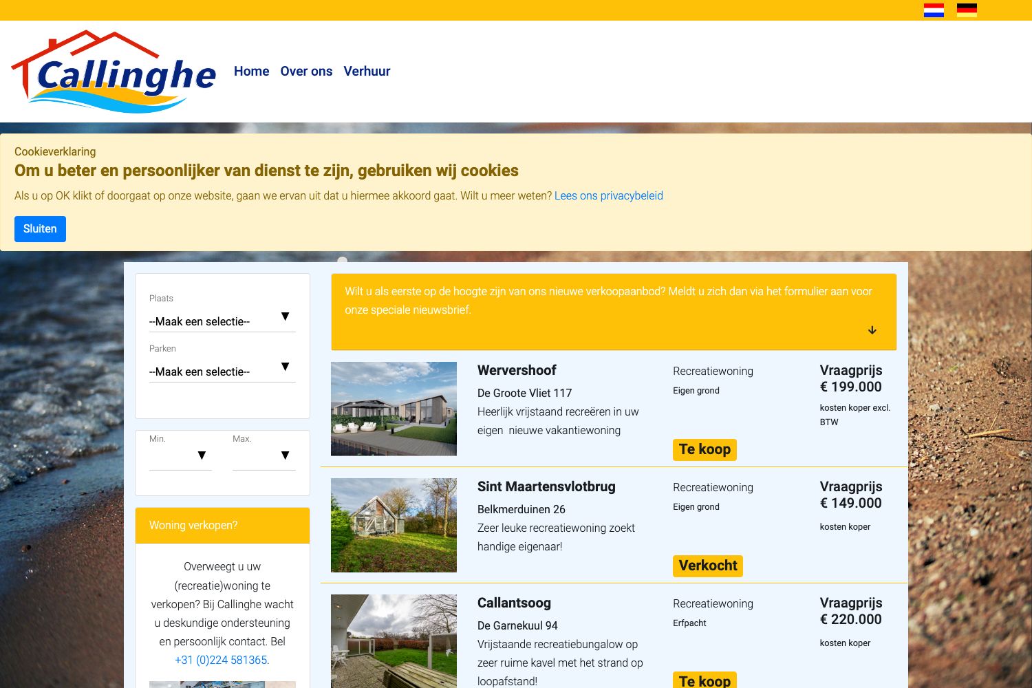 Website screenshot https://callinghe.nl