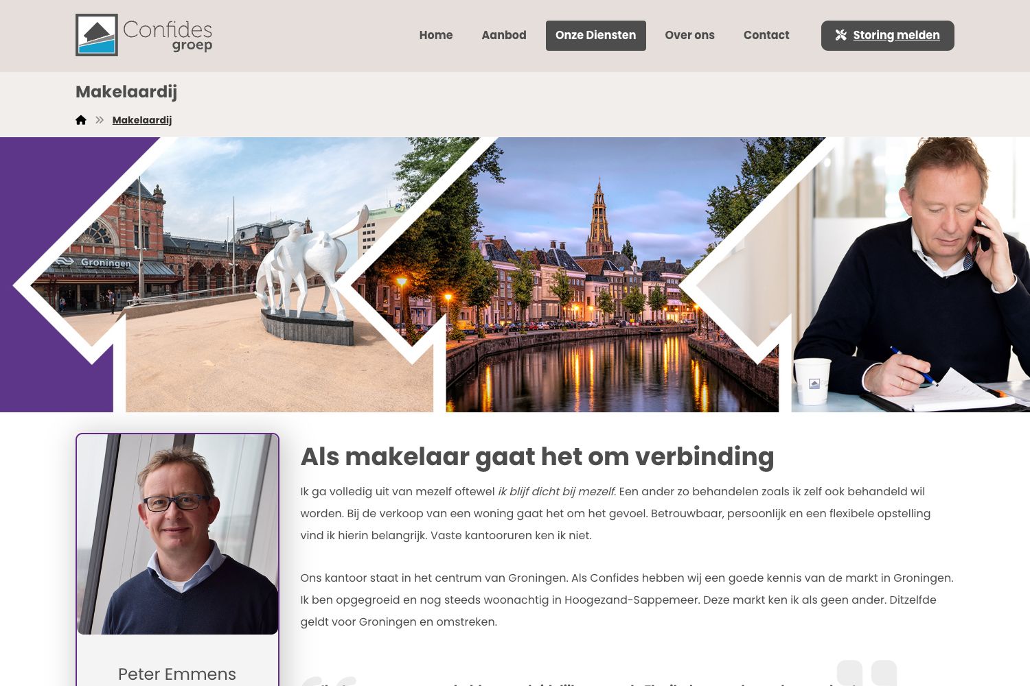 Website screenshot https://confidesmakelaardij.nl