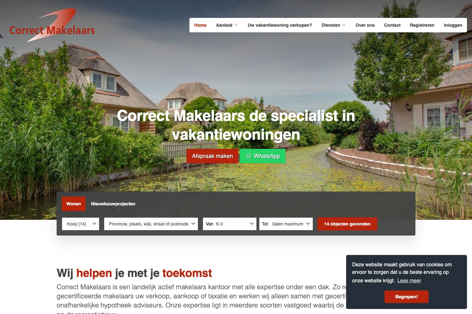 Website screenshot https://correctmakelaars.nl