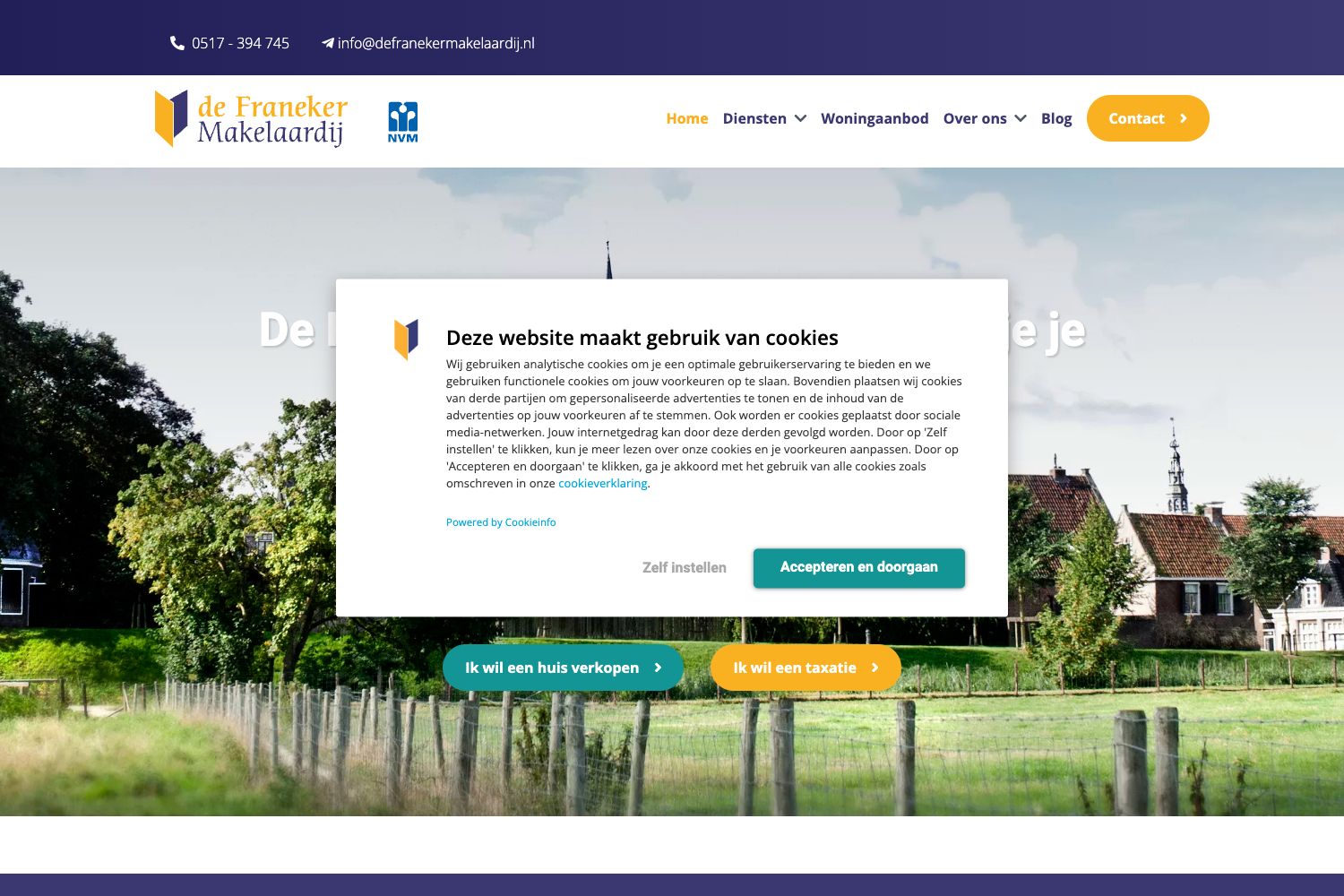 Website screenshot https://defranekermakelaardij.nl