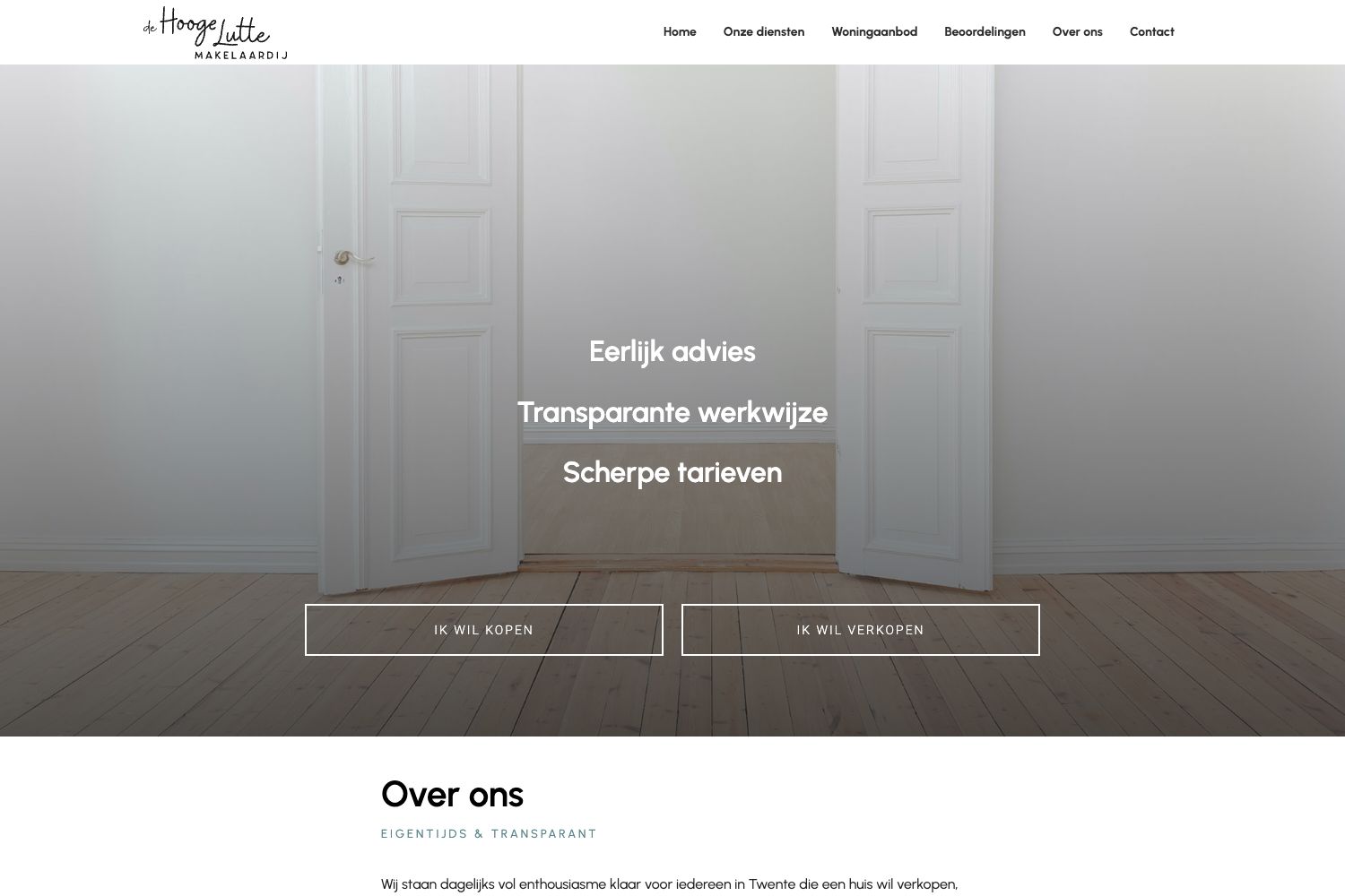 Website screenshot https://dehoogelutte.nl