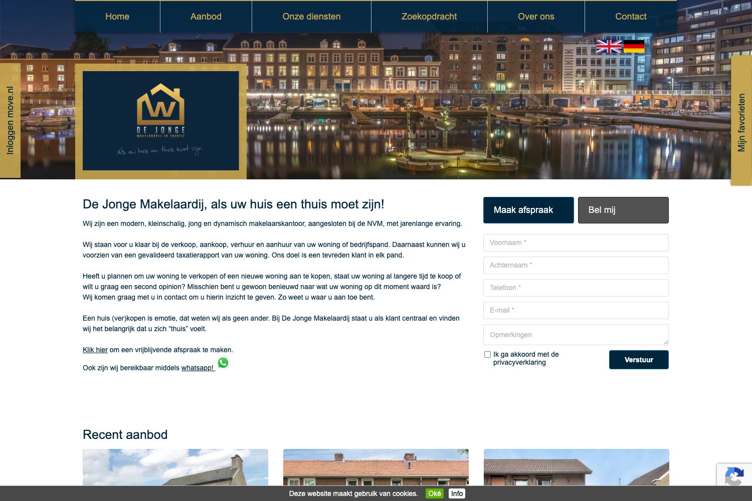Website screenshot https://dejongemakelaardij.nl