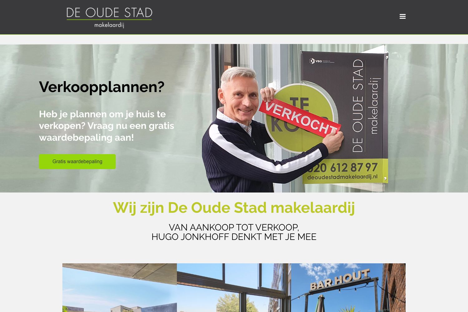 Website screenshot https://deoudestadmakelaardij.nl