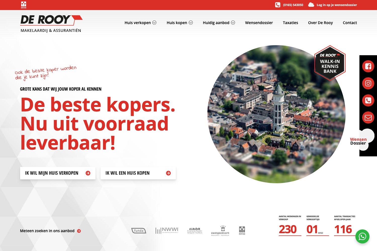 Website screenshot https://derooymakelaardij.nl