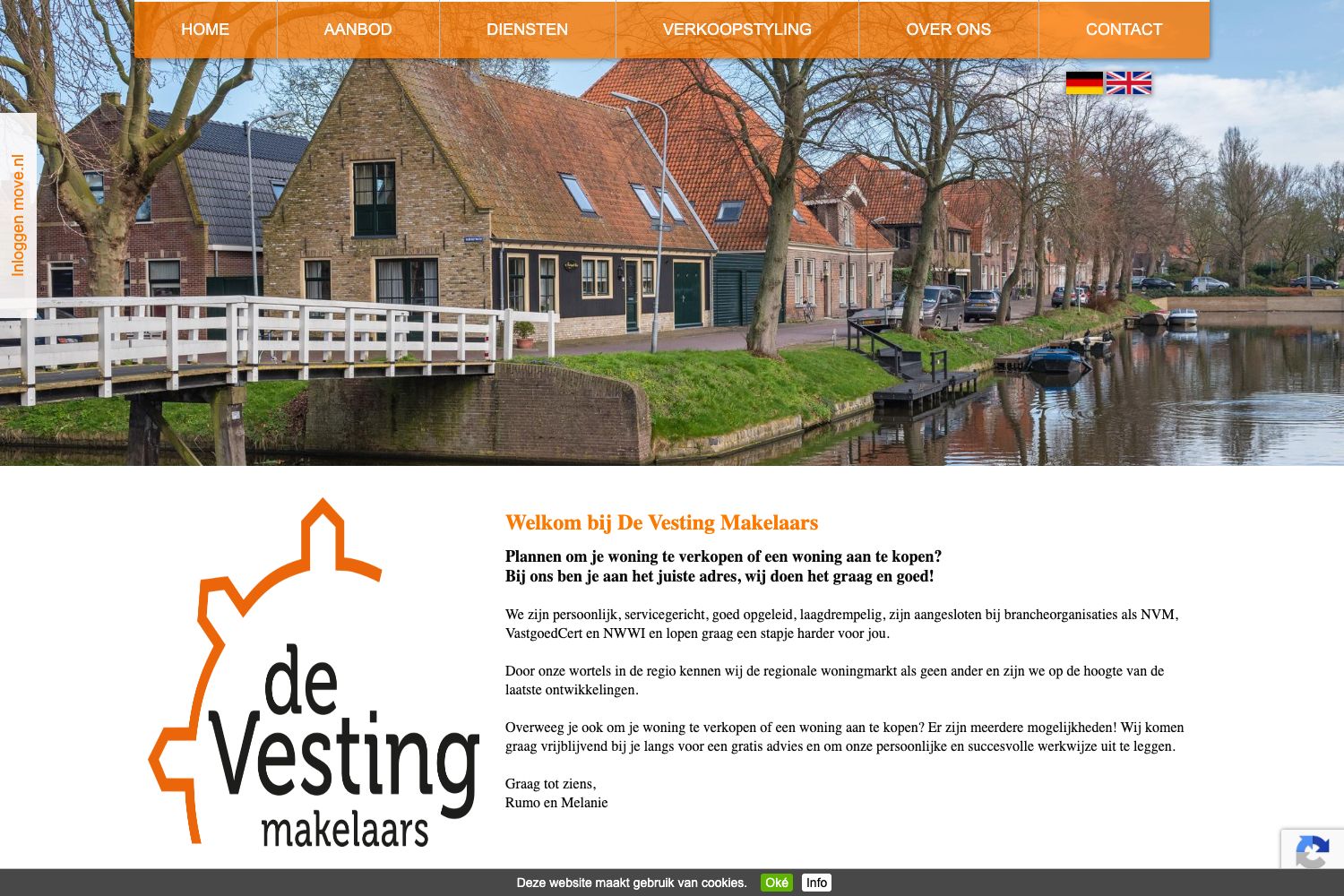 Website screenshot https://devestingmakelaars.nl