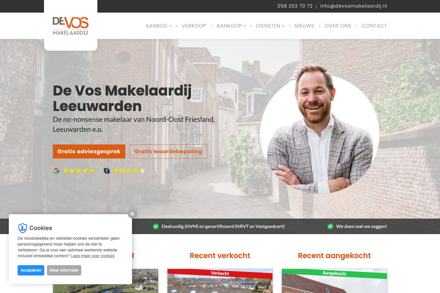 Website screenshot https://devosmakelaardij.nl