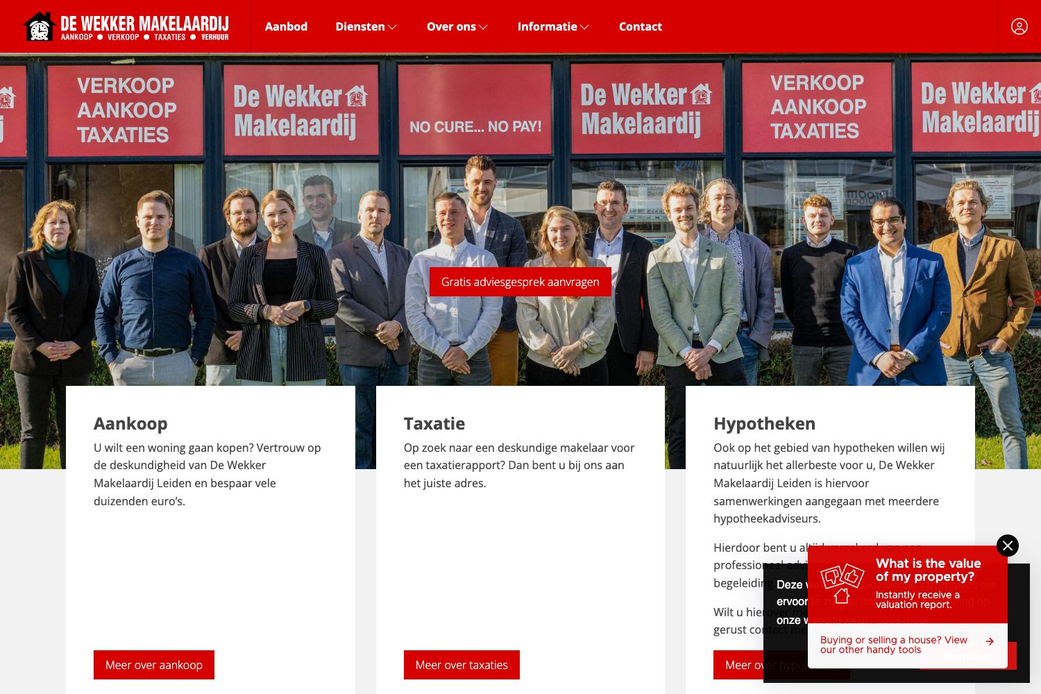 Website screenshot https://dewekkermakelaardij.nl