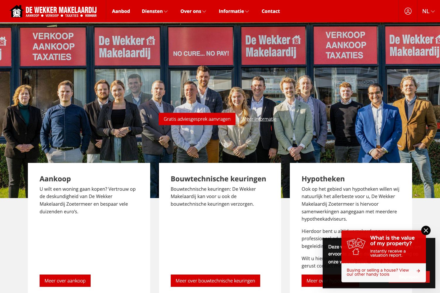 Website screenshot https://dewekkerzoetermeer.nl