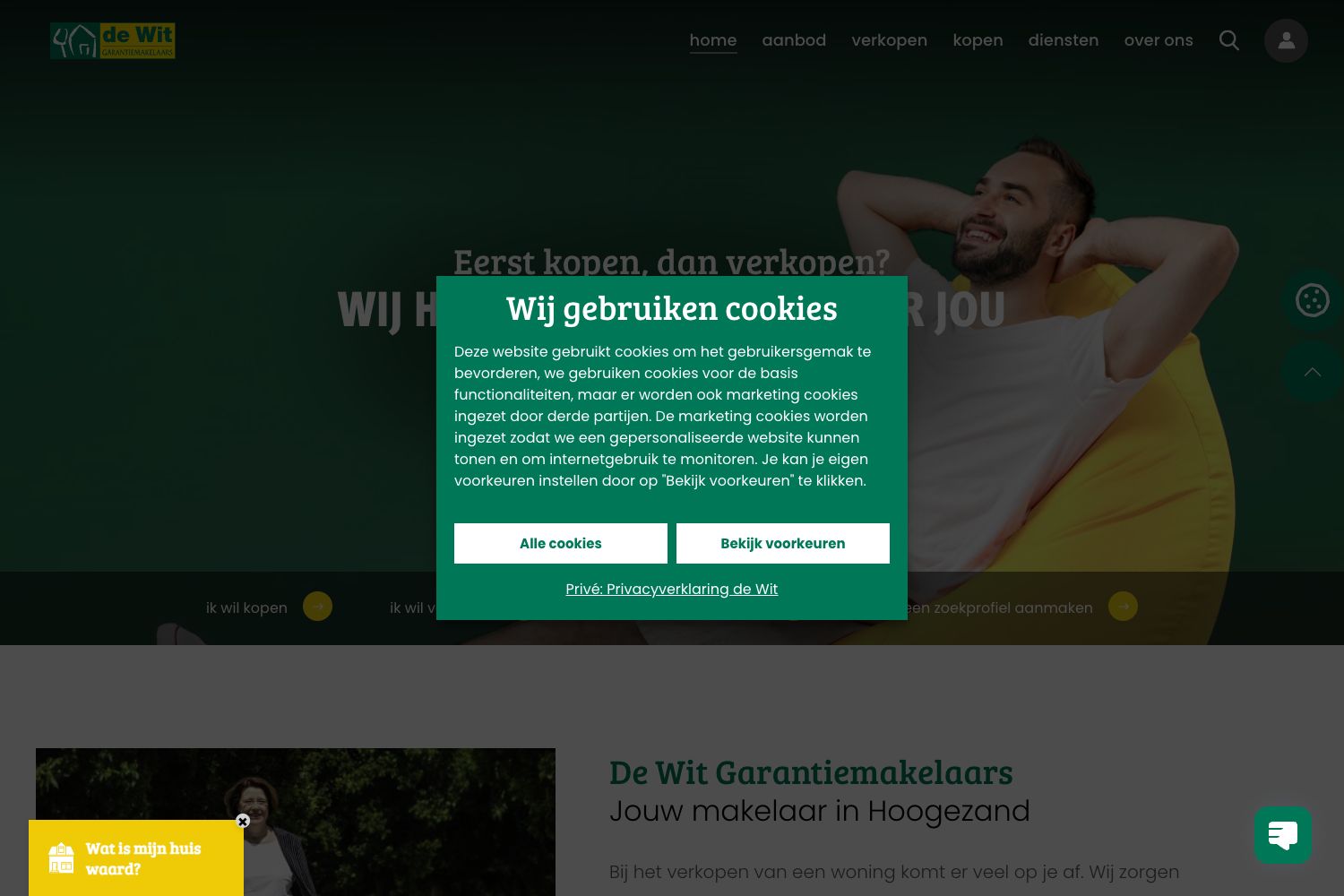 Website screenshot https://dewitgarantiemakelaars.nl
