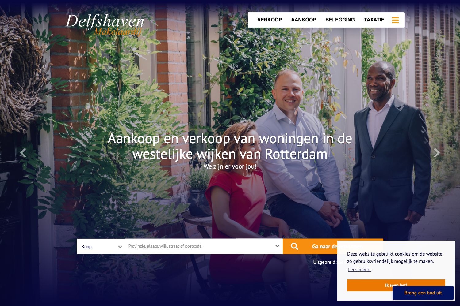 Website screenshot https://delfshavenmakelaardij.nl