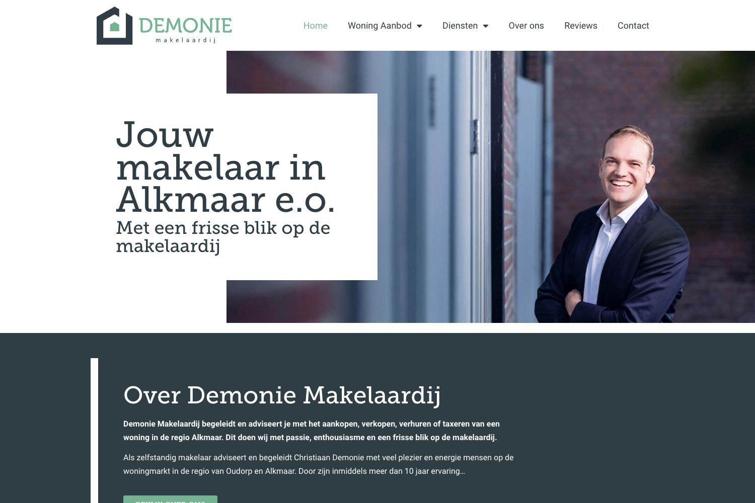 Website screenshot https://demoniemakelaardij.nl