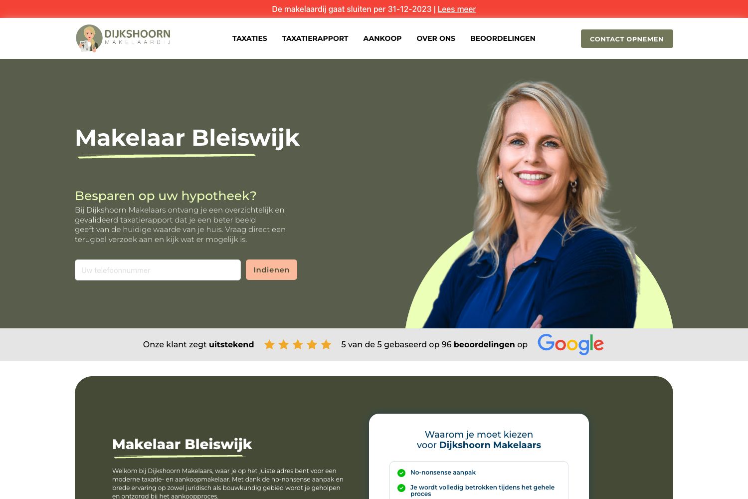 Website screenshot https://dijkshoornmakelaardij.nl