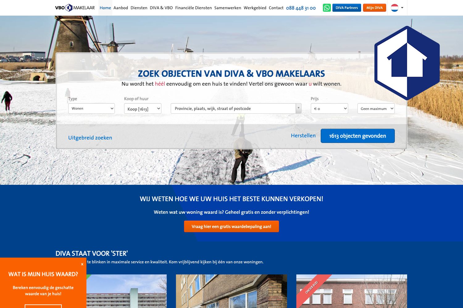 Website screenshot https://divamakelaars.nl