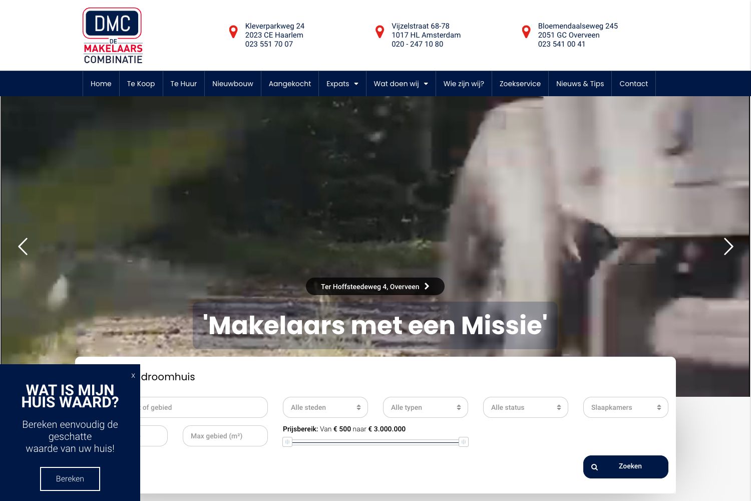 Website screenshot https://dmcmakelaars.nl