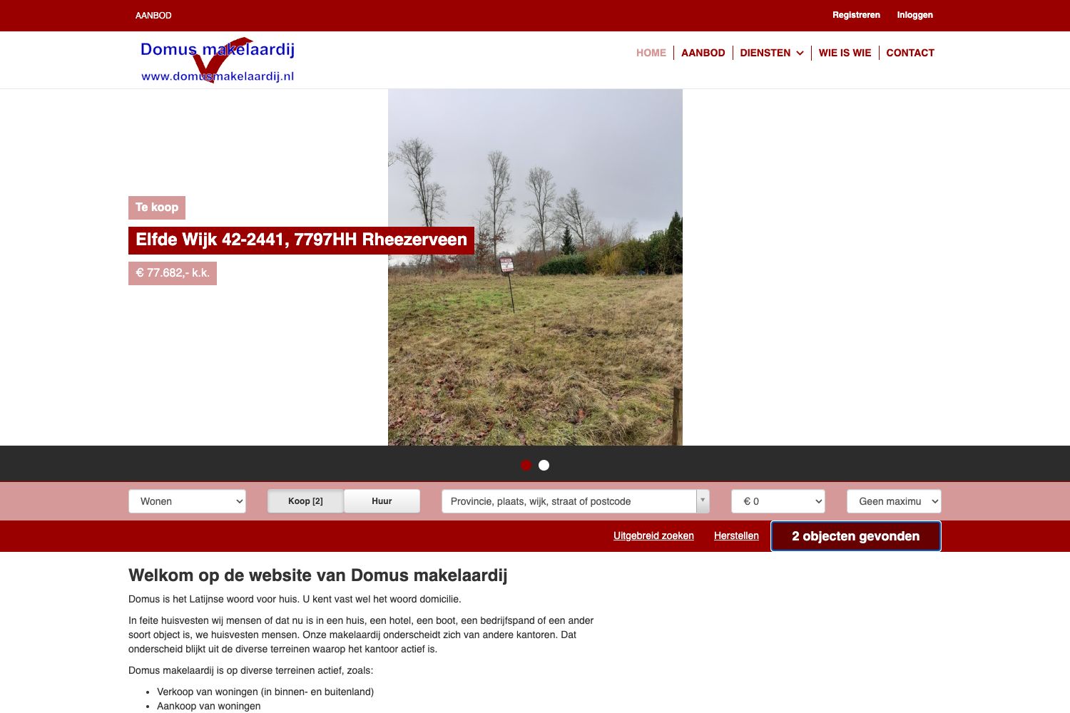 Website screenshot https://domusmakelaardij.nl