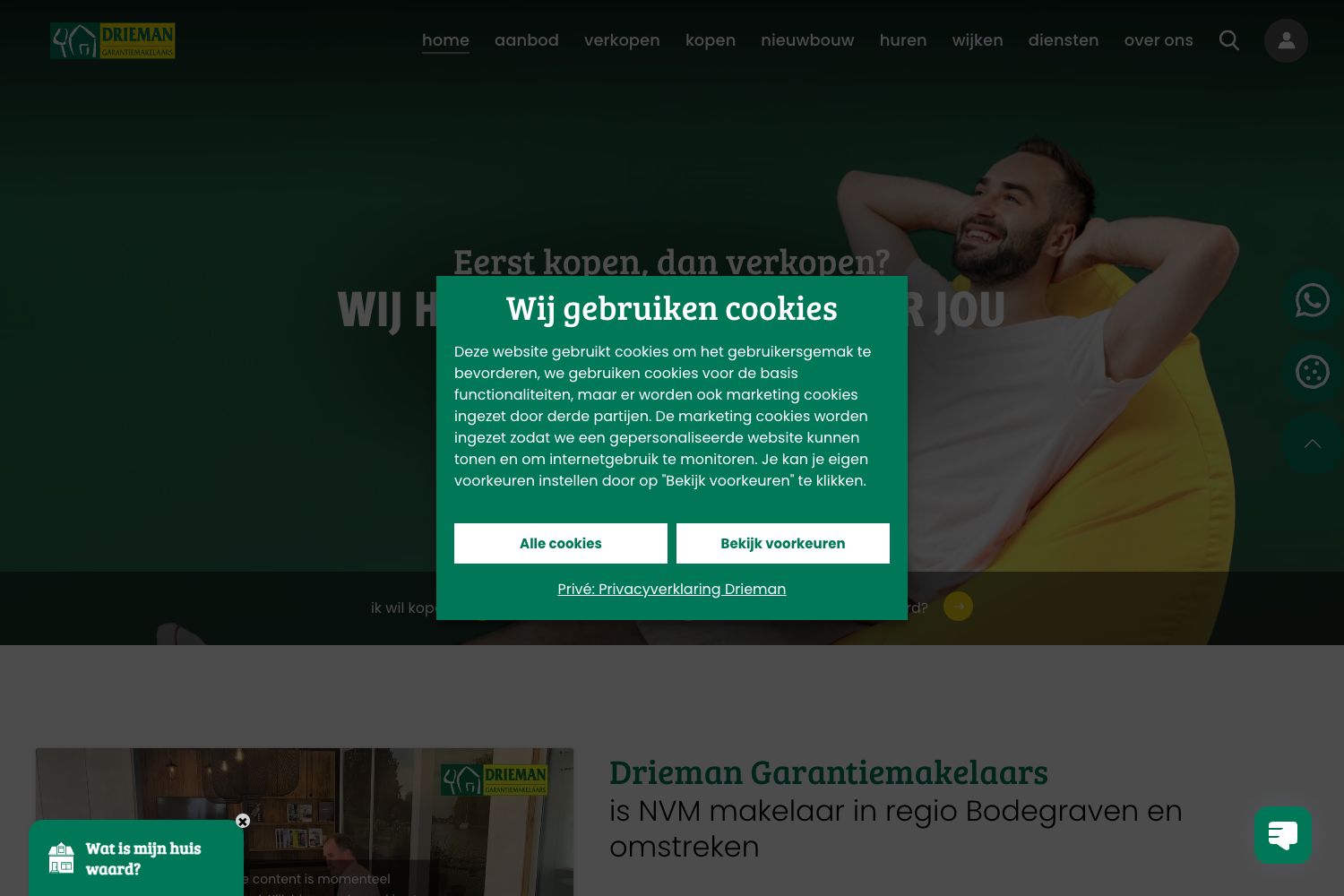 Website screenshot https://driemanbodegraven.nl