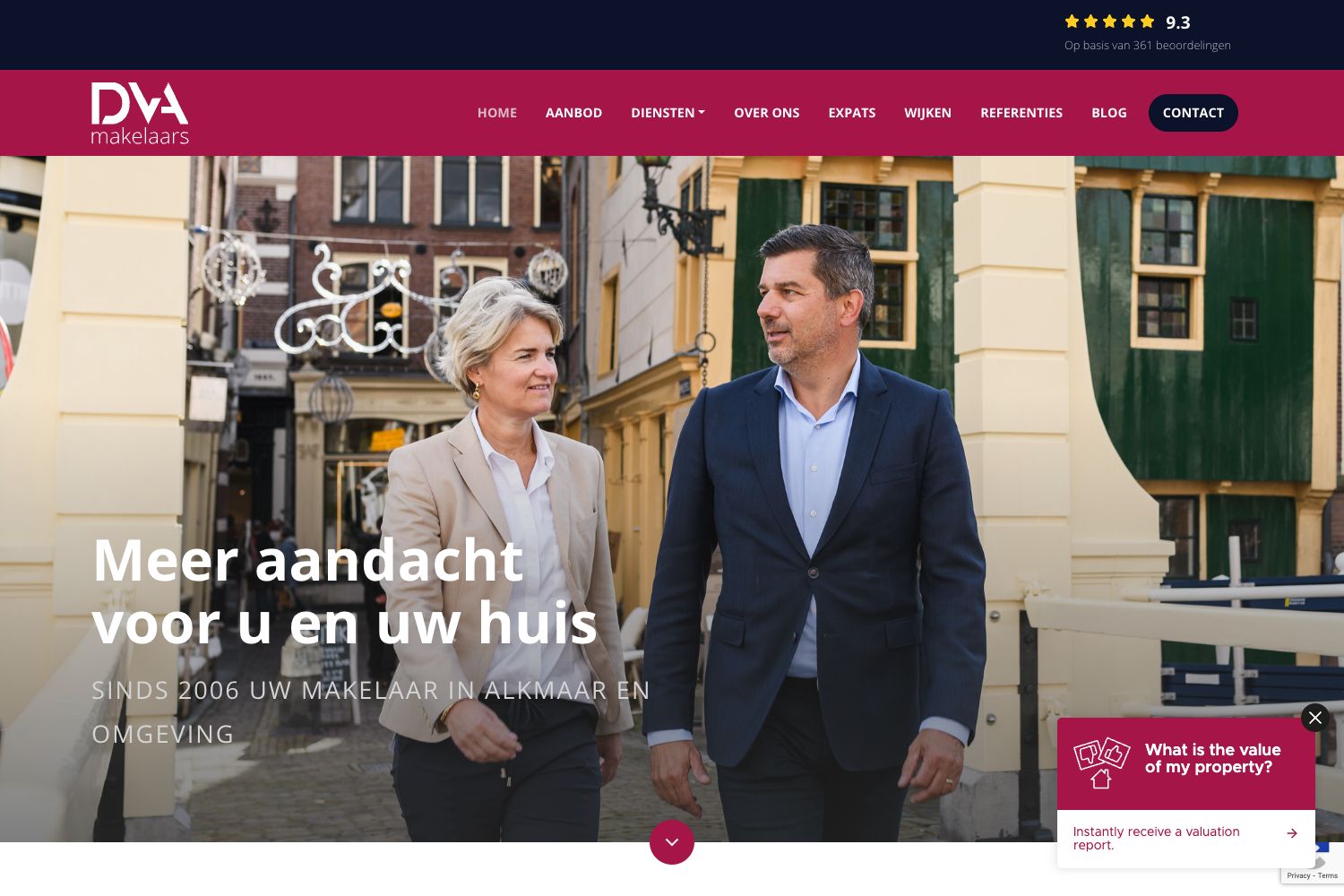 Website screenshot https://dvamakelaars.nl