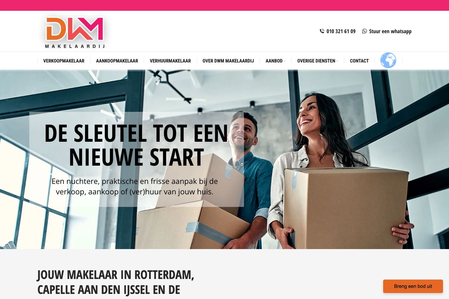 Website screenshot https://dwmmakelaardij.nl