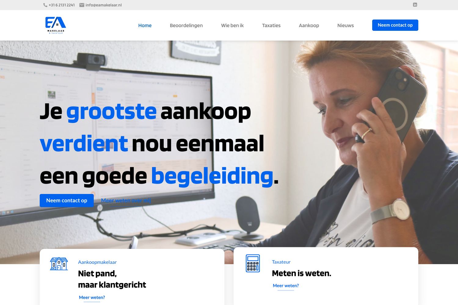 Website screenshot https://eamakelaar.nl