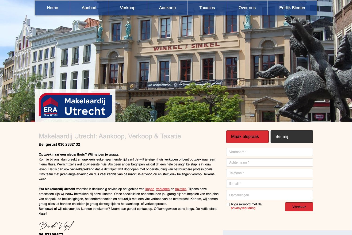 Website screenshot https://eramakelaardijutrecht.nl