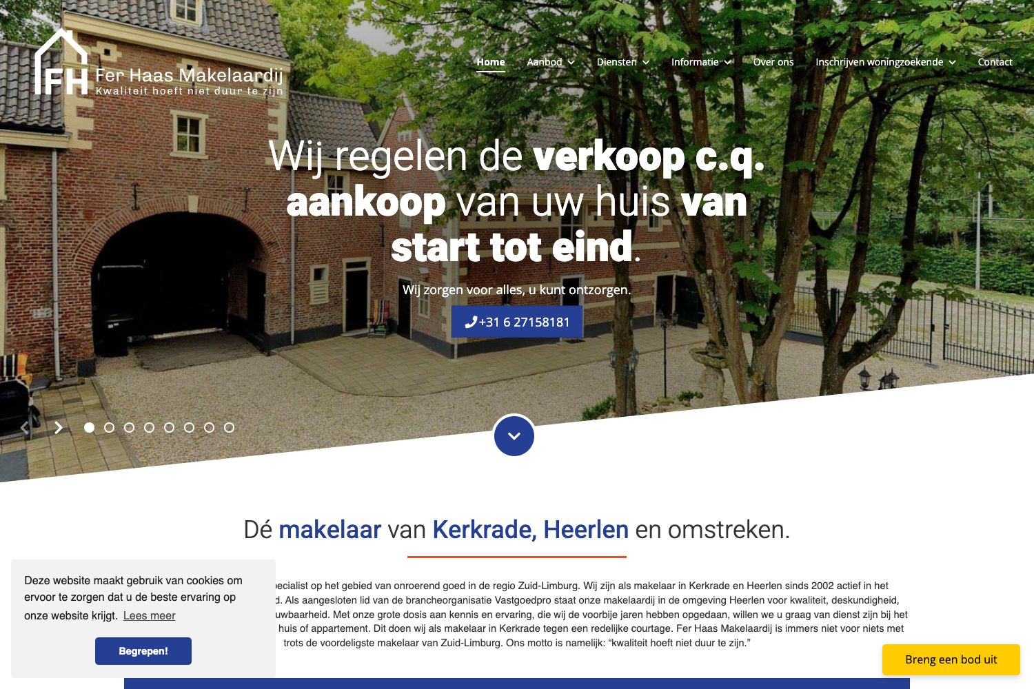 Website screenshot https://ferhaasmakelaardij.nl