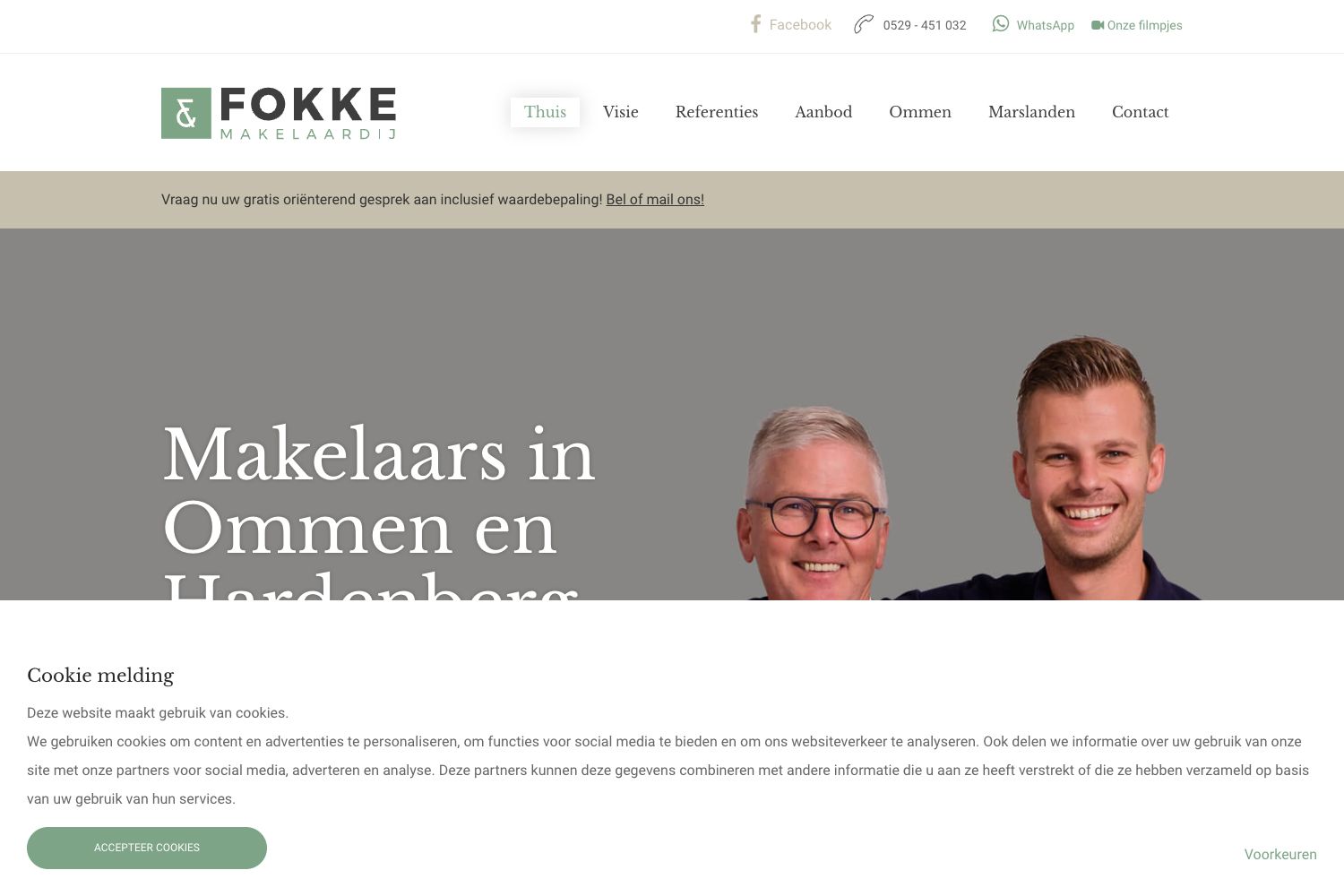 Website screenshot https://fokkemakelaardij.nl