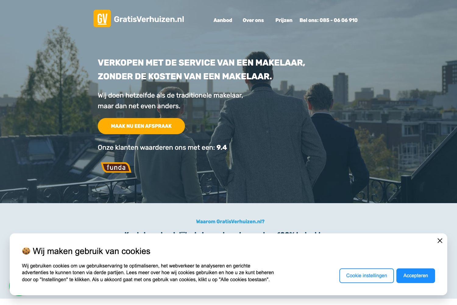 Website screenshot https://gratisverhuizen.nl