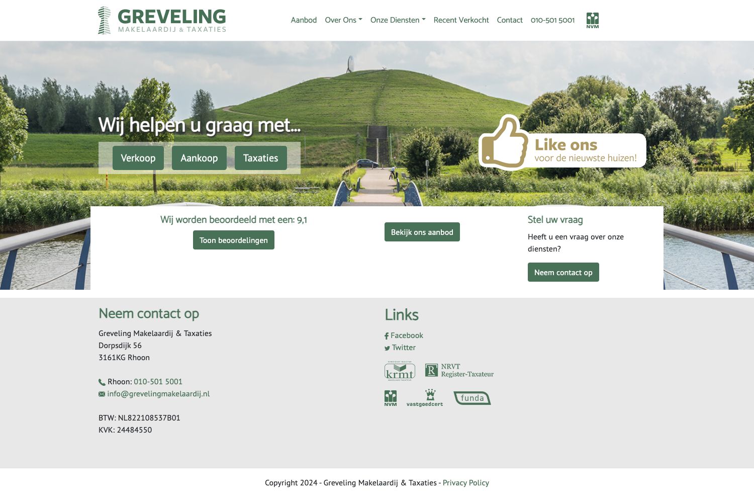 Website screenshot https://grevelingmakelaardij.nl