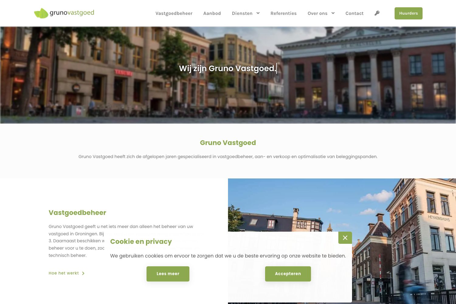 Website screenshot https://grunovastgoed.nl