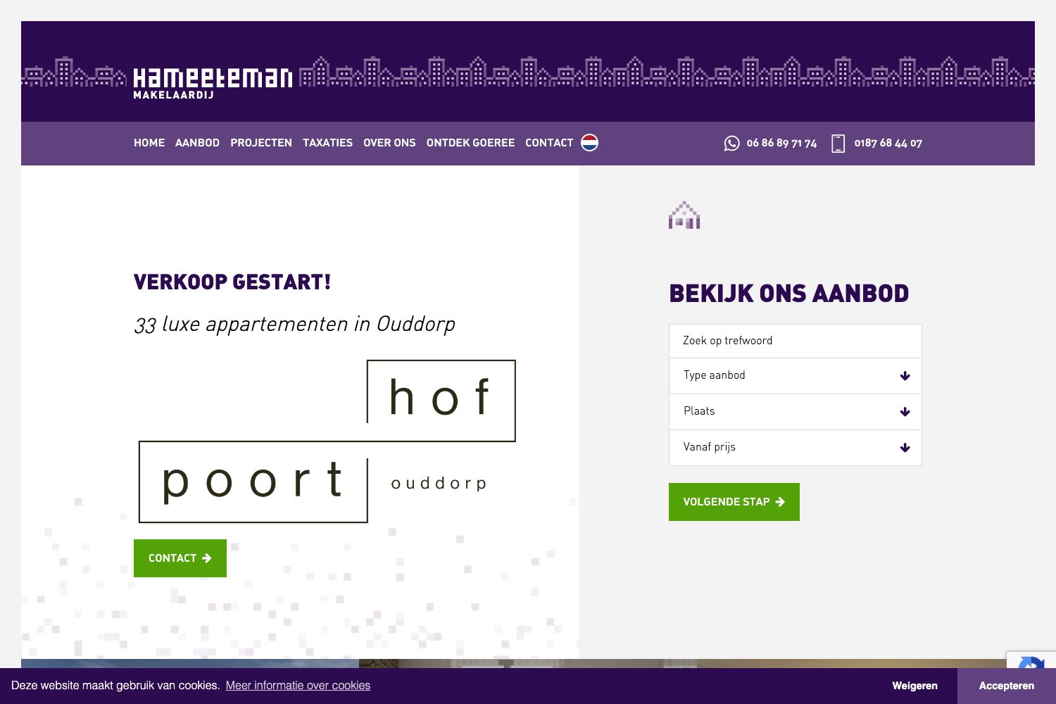 Website screenshot https://hameetemanmakelaardij.nl