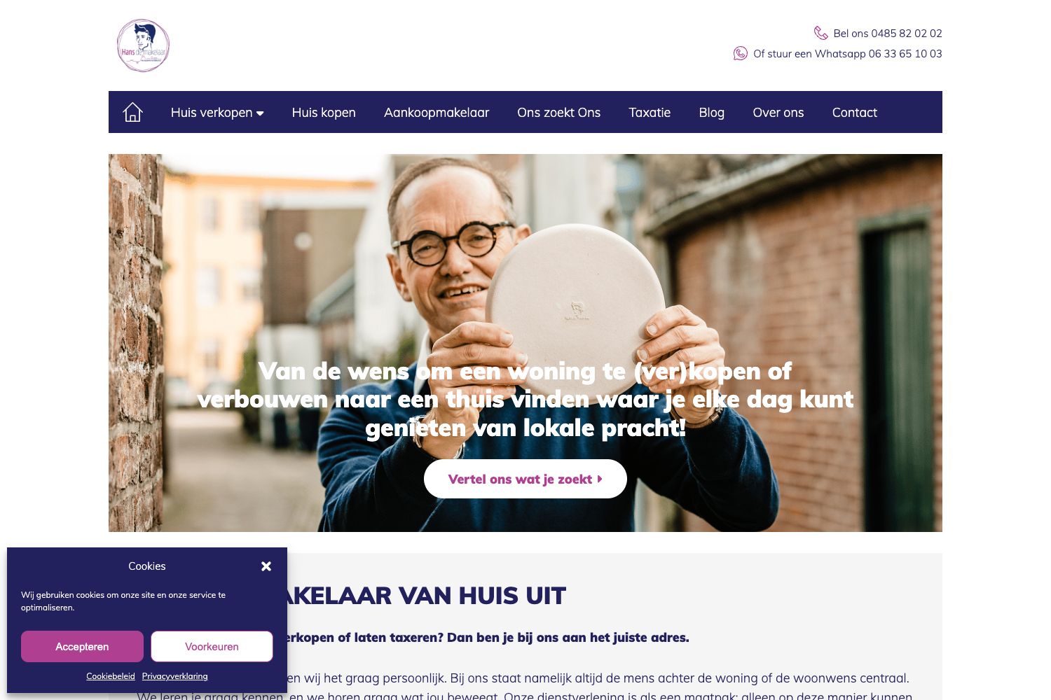 Website screenshot https://hansdemakelaar.nl