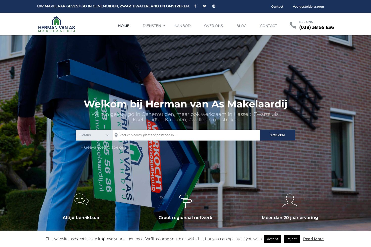 Website screenshot https://hvamakelaardij.nl