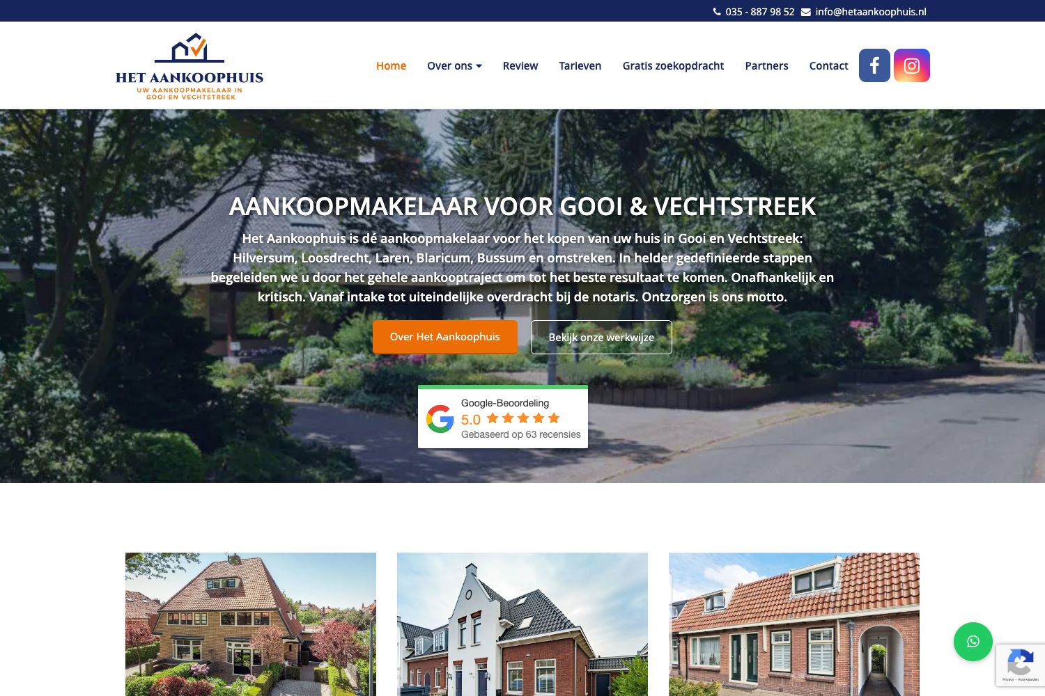 Website screenshot https://hetaankoophuis.nl