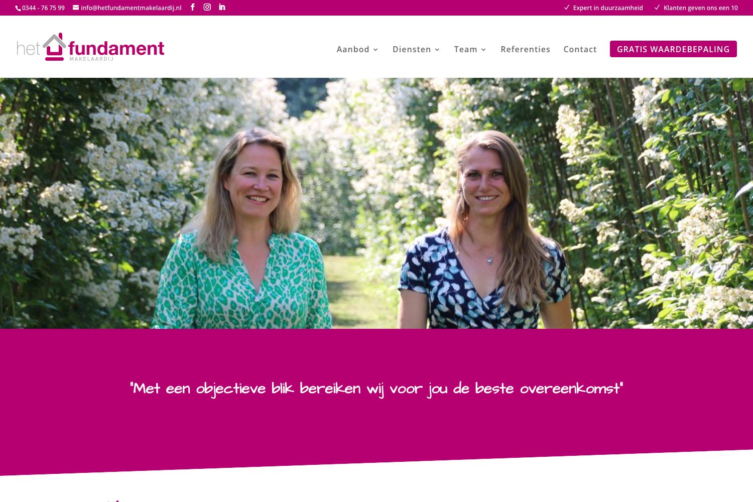 Website screenshot https://hetfundamentmakelaardij.nl