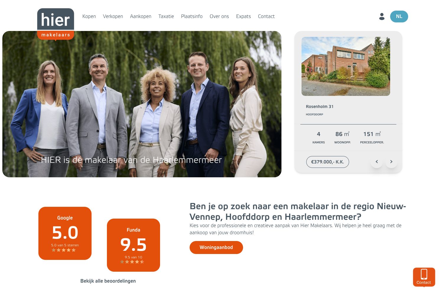 Website screenshot https://hiermakelaars.nl