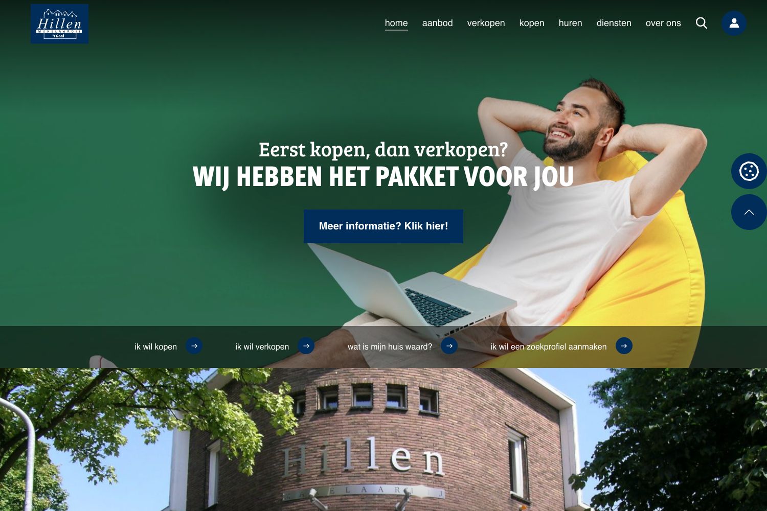 Website screenshot https://hillenmakelaardij.nl