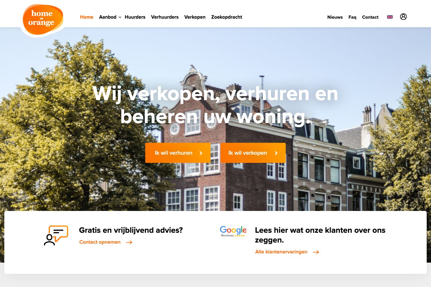 Website screenshot https://homeoforange.nl
