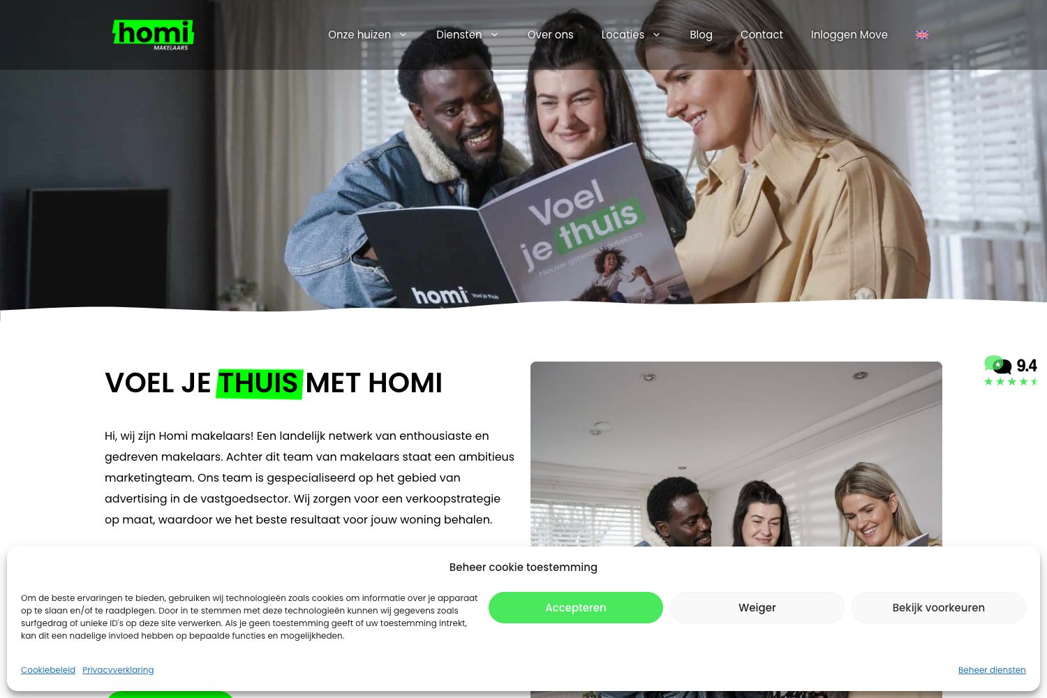 Website screenshot https://homi-makelaars.nl