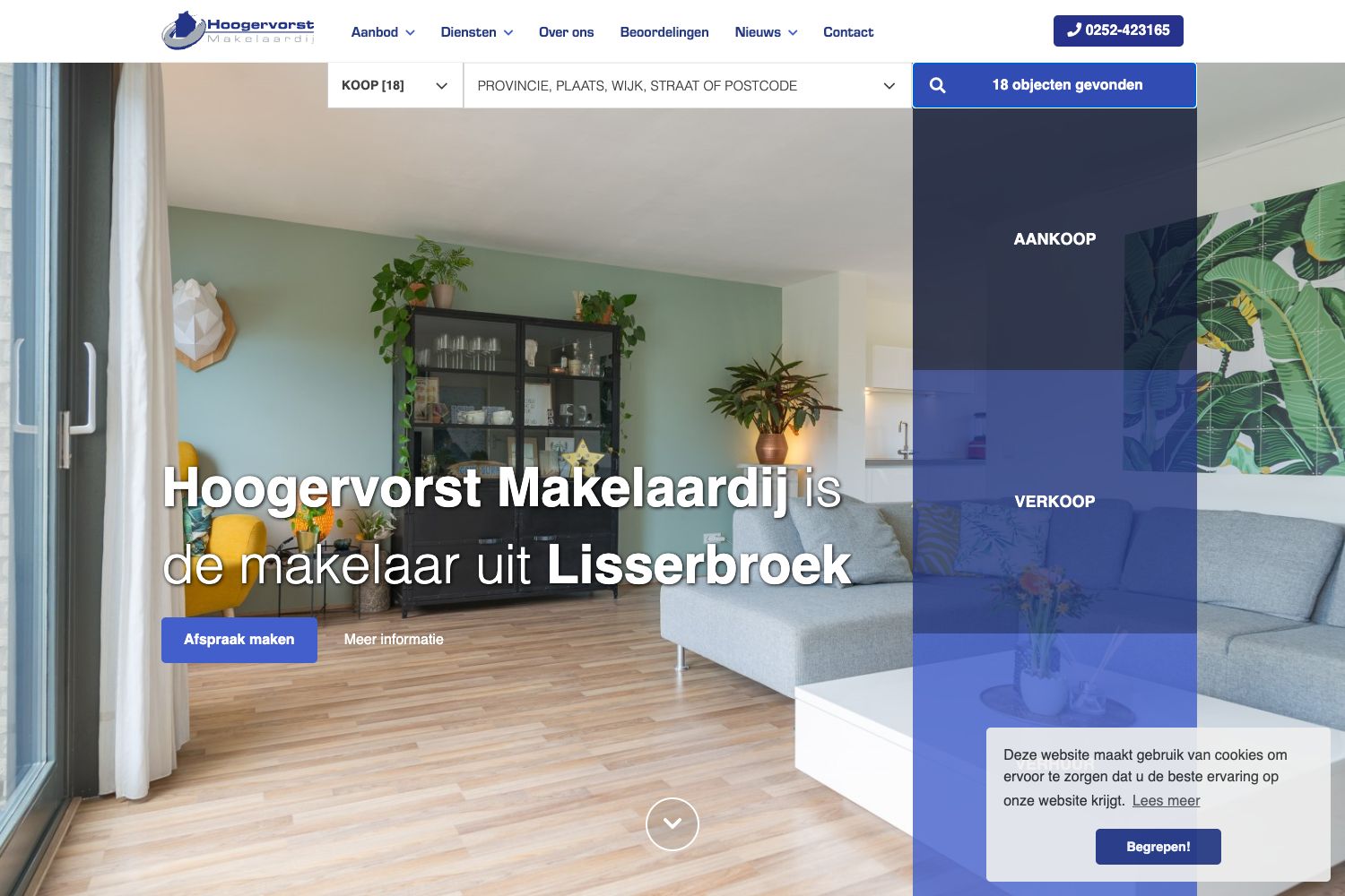 Website screenshot https://hoogervorstmakelaardij.nl