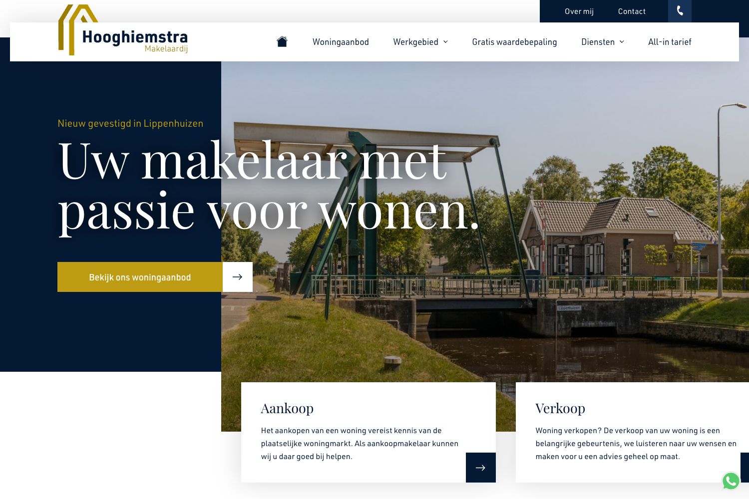 Website screenshot https://hooghiemstramakelaardij.nl
