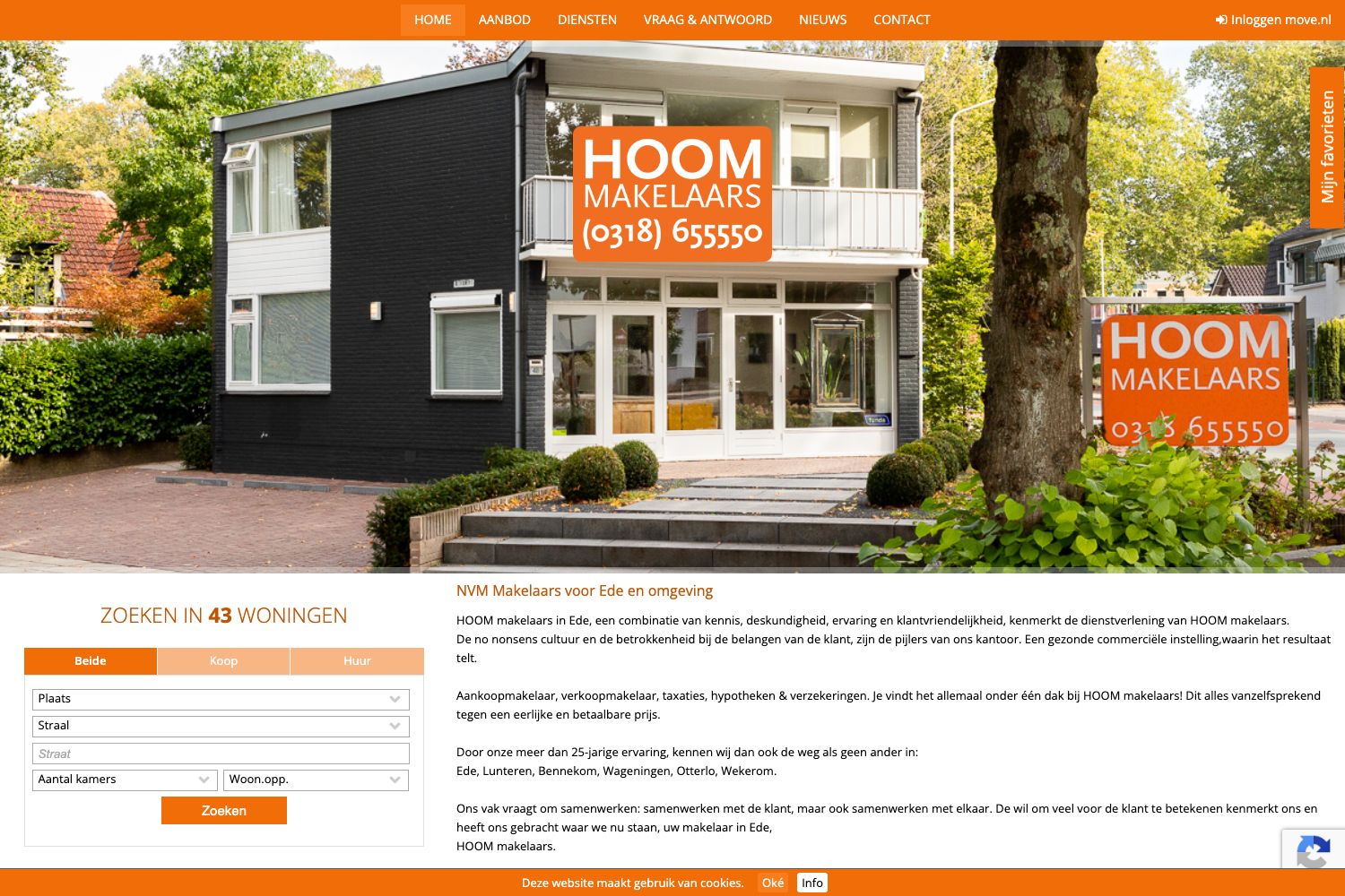 Website screenshot https://hoommakelaars.nl