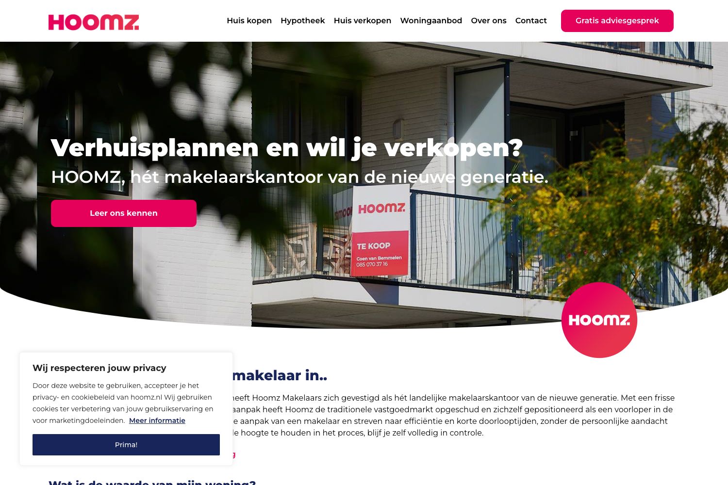 Website screenshot https://hoomz.nl