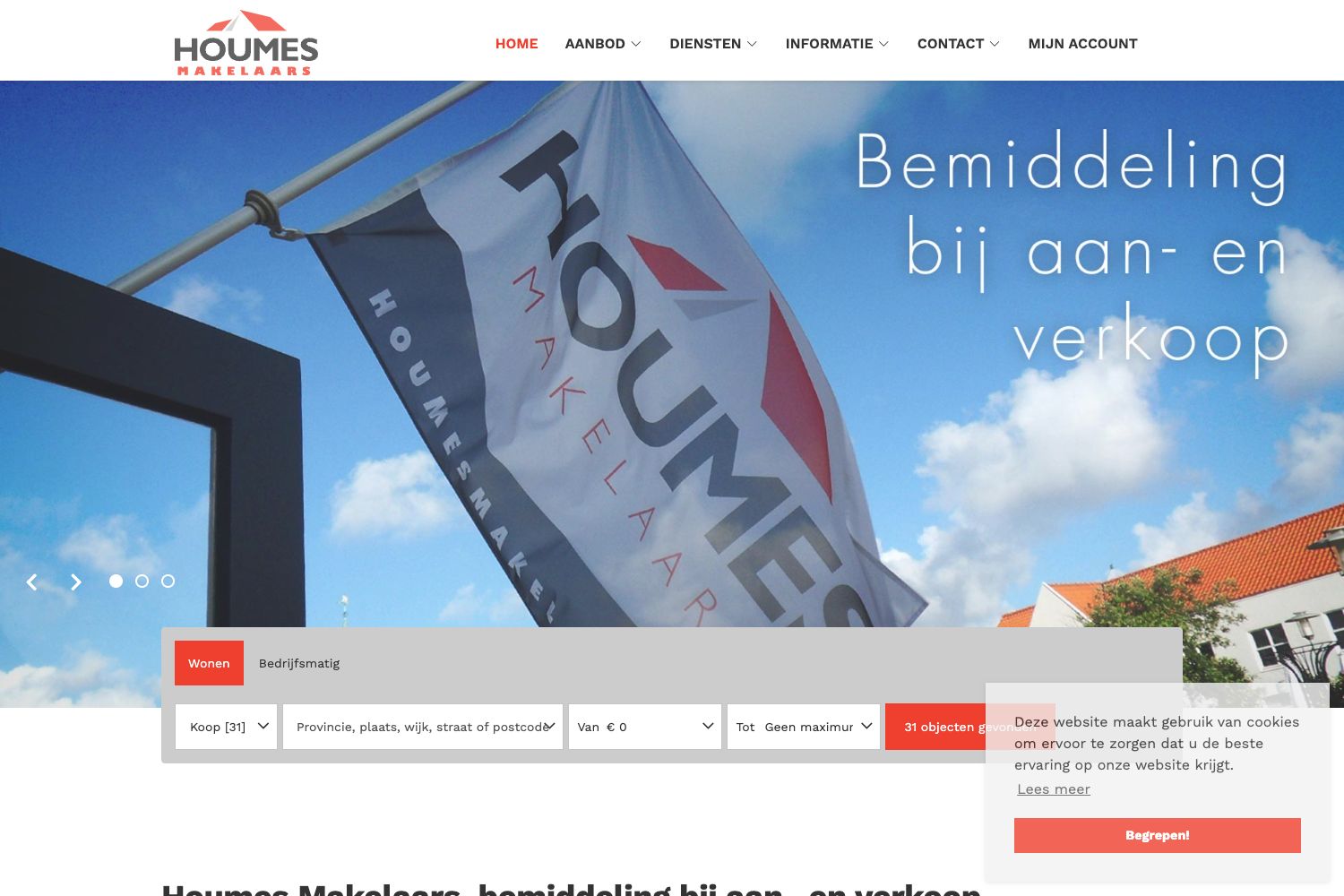 Website screenshot https://houmesmakelaars.nl