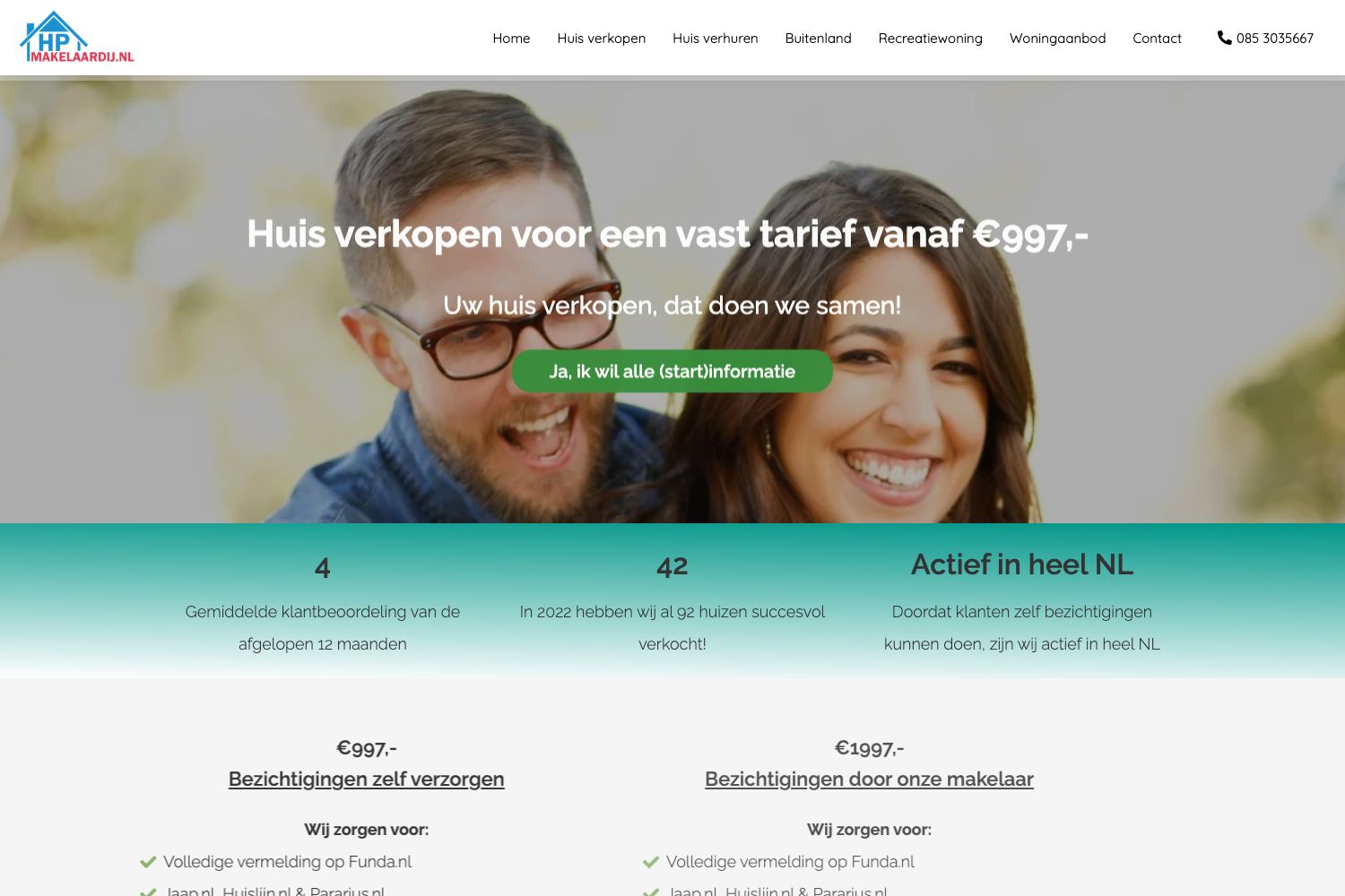 Website screenshot https://hpmakelaardij.nl