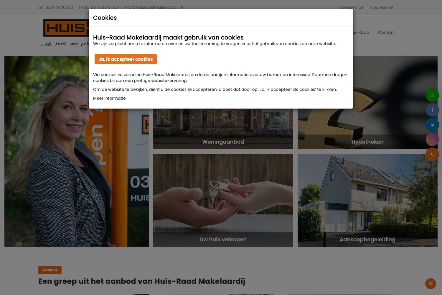 Website screenshot https://huisraadmakelaardij.nl