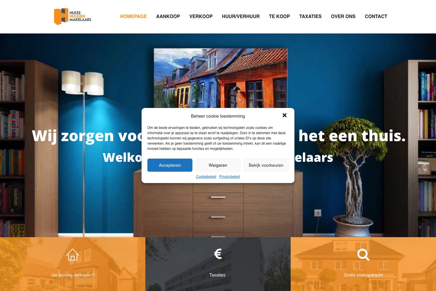 Website screenshot https://huizehuijgenmakelaars.nl